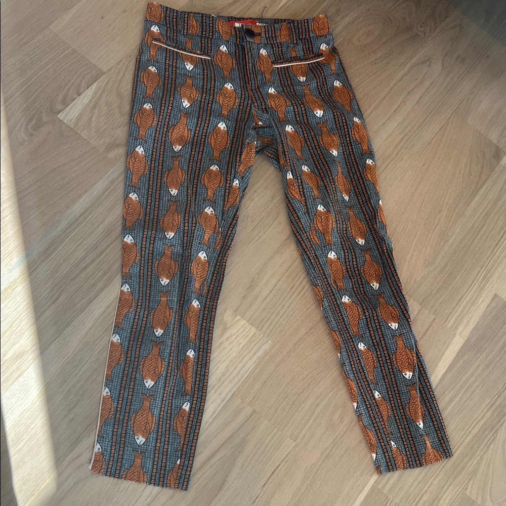 Cartonnier Orange and Black Patterned Fabric